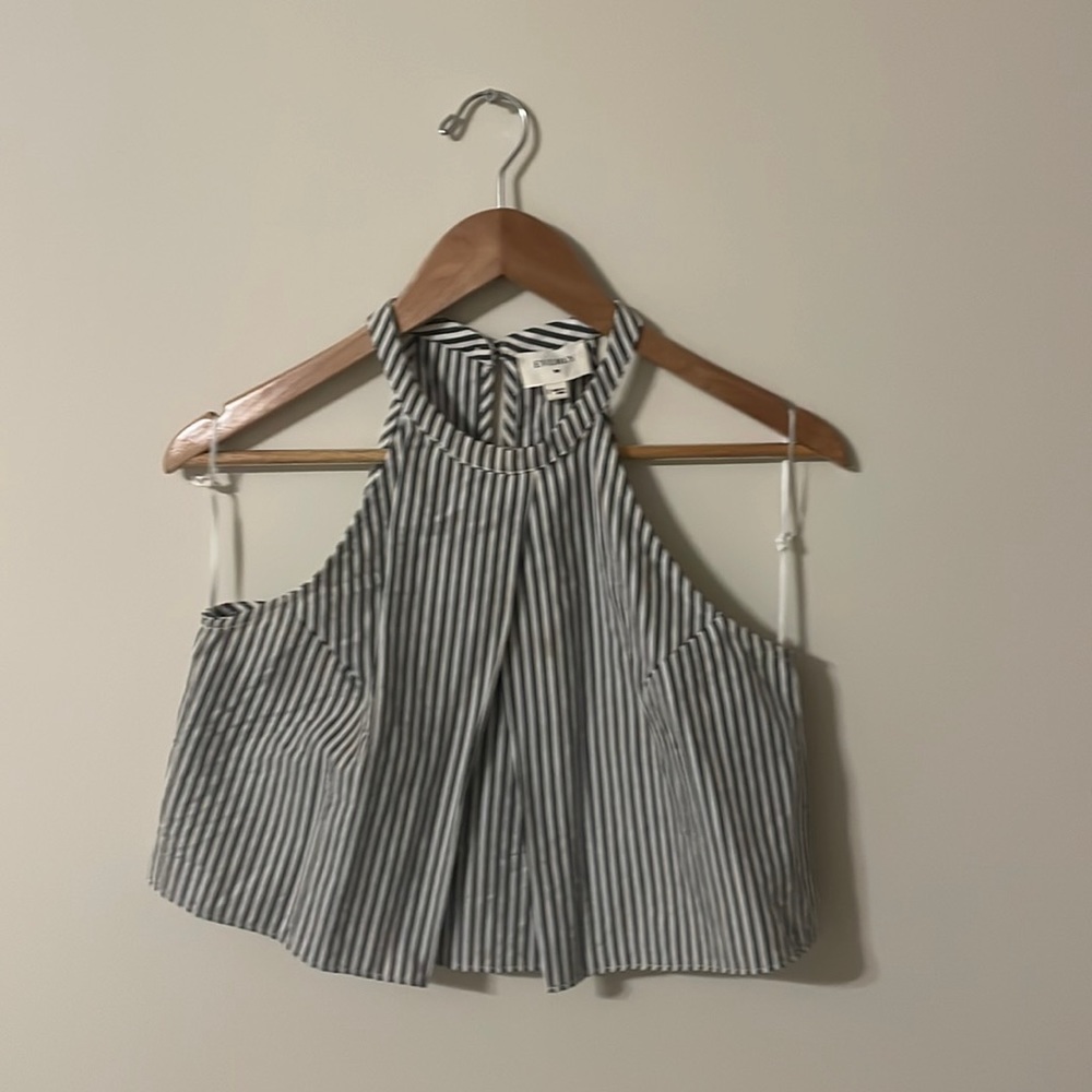 Striped high neck crop top